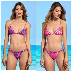 New Maaji Kaleidoscope Zen Sliding Triangle Top/Hope Split Bottom Reversible Set